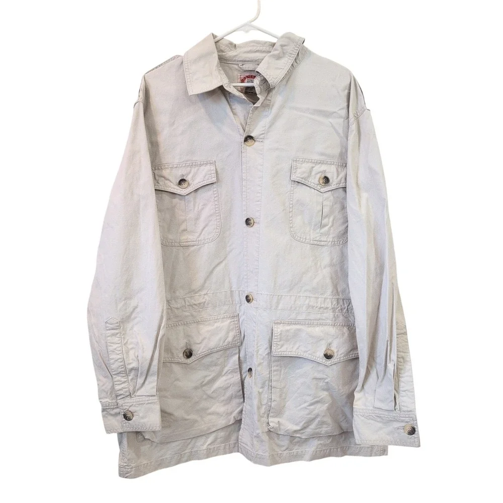 Vintage Banana Republic Safari Jacket Mens XL Khaki Cotton Field Coat Barn 90s
